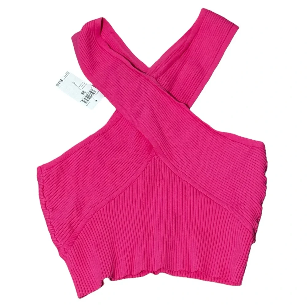 Revolve House Of Harlow 1960‎ NWT pink crop top cross strap shirt sz M - Picture 5 of 10